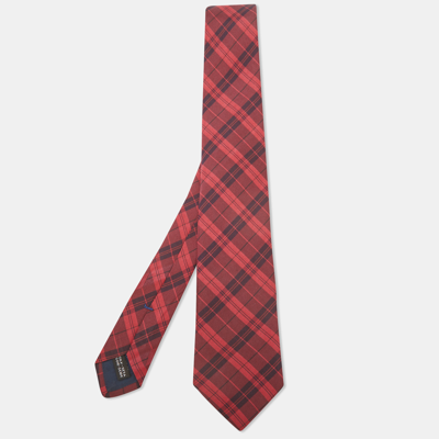 Pre-owned Ferragamo Red Checked Silk Tie