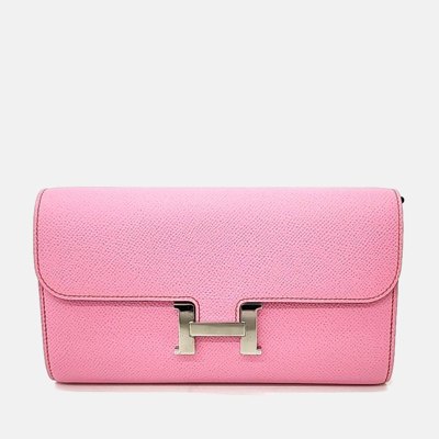 Pre-owned Hermes Pink Leather Constance Long Togo Bag