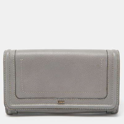 Pre-owned Chloé Grey Leather Paraty Flap Continental Wallet