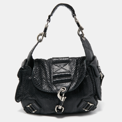 Pre-owned Dior Black Python Limited Edition 096 Rebelle Hobo