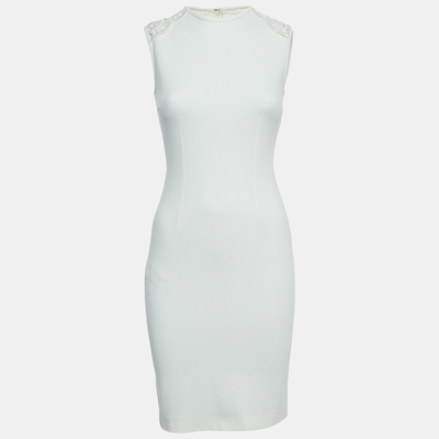 Pre-owned Stella Mccartney Off-white Knit Lace Back Sleeveless Short Dress S