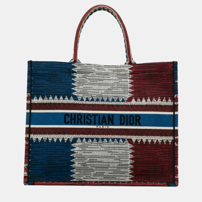 Pre-owned Dior Multicolour Large French Flag Book Tote In Multicolor