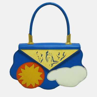 Pre-owned Hermes Blue Mini Sun And Cloud Handbag