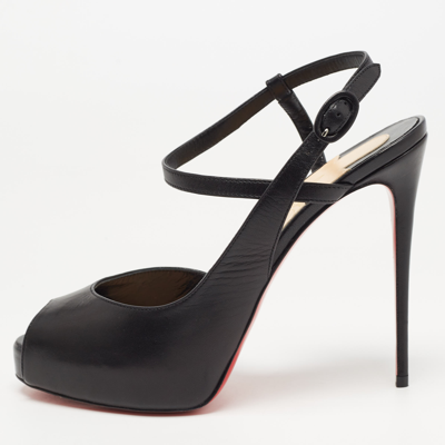 Pre-owned Christian Louboutin Black Leather So Jenlove D'orsay Sandals Size 38