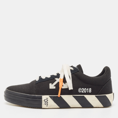 Pre-owned Off-white Black Canvas Vulcanized Low Top Trainers Size 40