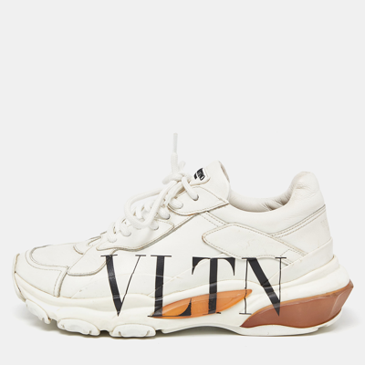 Pre-owned Valentino Garavani White Leather Vltn Bounce Trainers Size 37.5