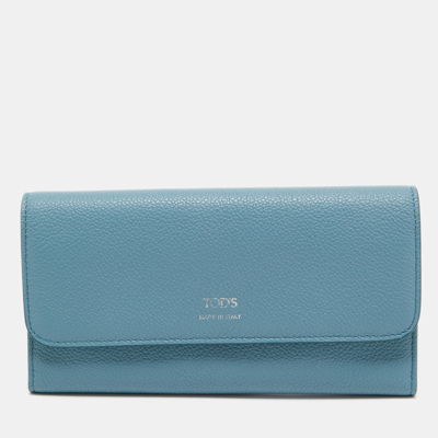 Pre-owned Tod's Light Blue Leather Trifold Continental Wallet