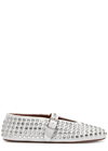 Alaïa Crystal Embellished Leather Ballerinas In White