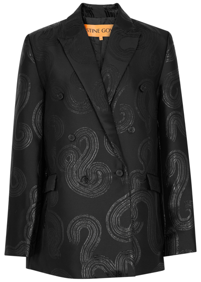 Stine Goya Theo Metallic-jacquard Woven Blazer In Black