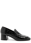 Totême Croco Block-heel Loafer Pumps In Black