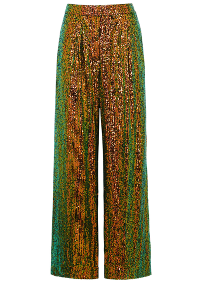 Stine Goya Jessabelle Sequin-embellished Trousers In Olive