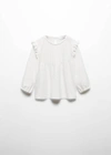 Mango Kids' T-shirt Manches Longues Volants In White