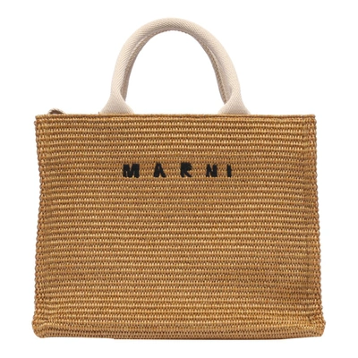 Marni Raffia Handbag In Brown
