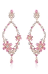 House Of Frosted Meadow 14k Rose Gold Plated Sterling Silver Pink & White Sapphire Drop Earrings In Rose
