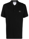 Moschino Logo-patch Cotton Polo Shirt In Black