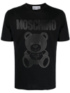 Moschino Teddy Bear Rubberised Cotton T-shirt In Black