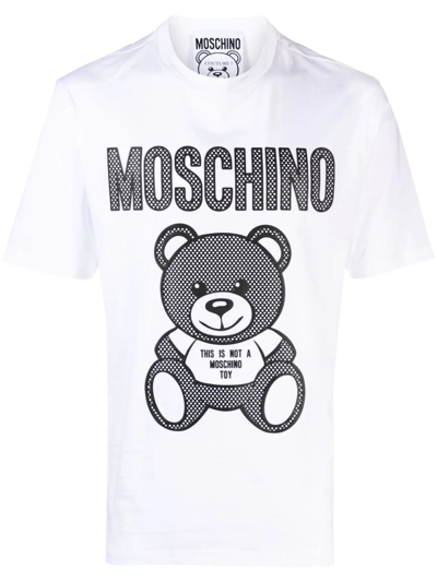 Moschino Teddy Bear Print Cotton T-shirt In White