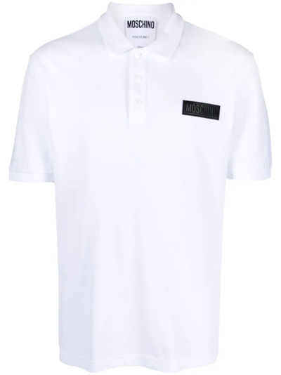 Moschino Logo-patch Polo T-shirt In White