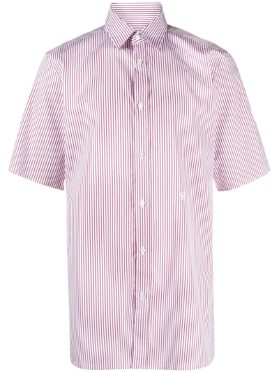 Maison Margiela Embroidered-logo Striped Cotton Shirt In Multicolour