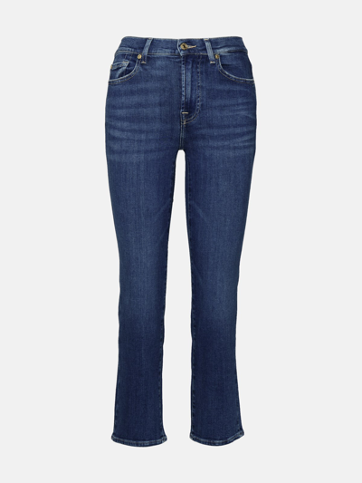 7 For All Mankind Blue Cotton Blend Jeans