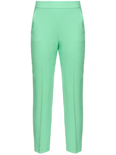 Pinko Pressed-crease Tapered-leg Trousers In Green