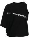 Stella Mccartney Asymmetric Cotton Top In Black