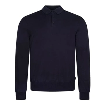 Hugo Boss Gemello Knitted Polo Shirt In Blue