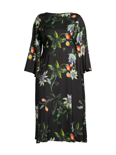 Gabriella Rossetti Women's Lucrezia Floral Silk Midi-dress In Dark Floral