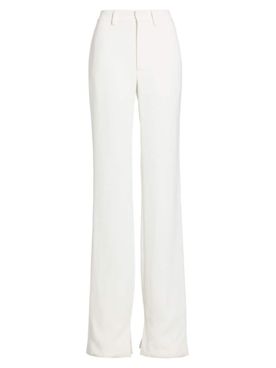 Brandon Maxwell Straight-leg Trousers With Slit Hem In White