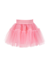 Monnalisa Flared Silk Hand Tulle Skirt In Sachet Pink