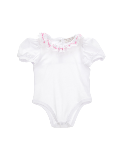 Monnalisa Bodysuit Model Shirt In White + Rosa Fairytale