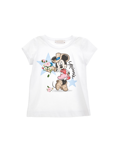 Monnalisa Kids'   Minnie Organic Cotton T-shirt In White