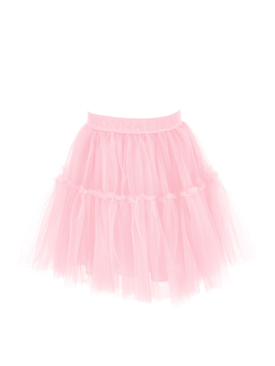 Monnalisa Kids'   Silk Hand Tulle Skirt In Rosa Fairy Tale
