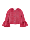 Monnalisa Mélange Bouclé Jacket In Fuchsia