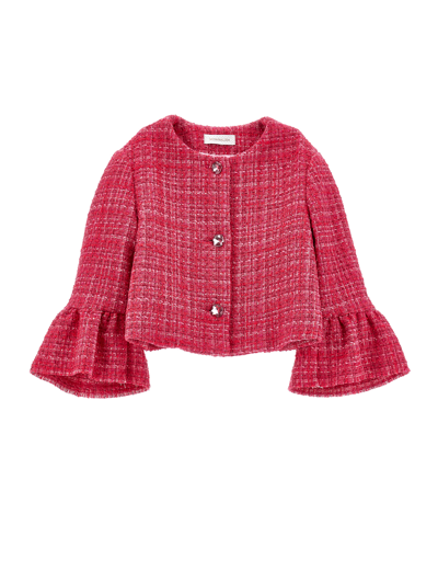 Monnalisa Kids'   Mélange Bouclé Jacket In Fuchsia