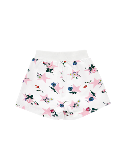 Monnalisa Fleece Shorts With A Star Print In White + Rosa Fairytale