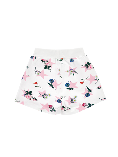 Monnalisa Kids'   Fleece Shorts With A Star Print In White + Rosa Fairytale