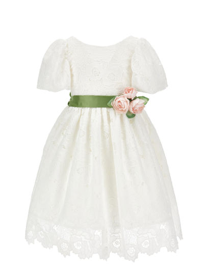 Monnalisa Kids'   Rose Lace Dress In Cream
