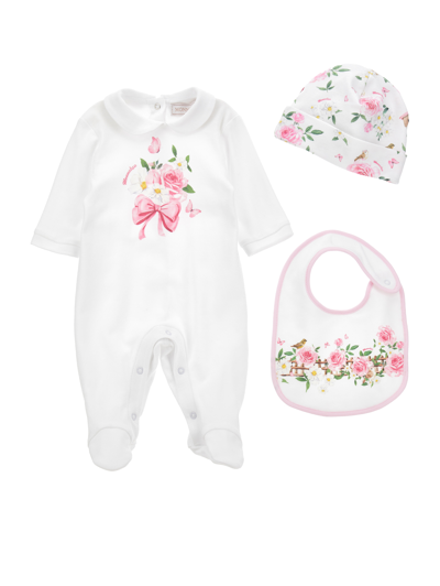 Monnalisa Kids'   Floral Cotton Suit Three Pieces In White