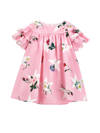 Monnalisa Floral-print Flared Cotton Dress In Rosa Fairy Tale