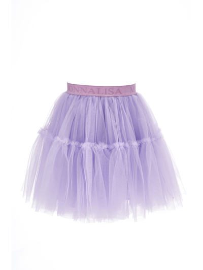 Monnalisa Kids'   Silk Hand Tulle Skirt In Wisteria