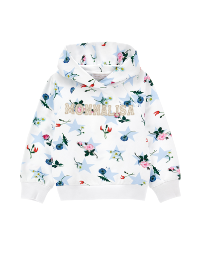 Monnalisa Babies'   Stars And Flowers Cotton Sweatshirt In White
