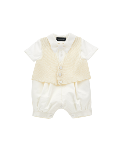 Monnalisa Kids'   Satin Two-piece Suit In Cream