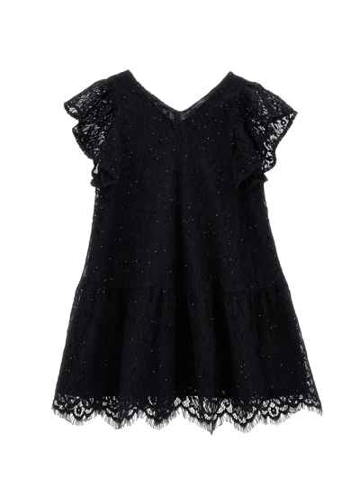 Monnalisa Kids'   Low Waist Lace Dress In Black