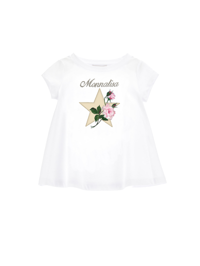 Monnalisa Kids'   Maxi Star Jersey T-shirt In White