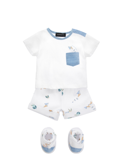 Monnalisa Kids'   Lion Three-piece Set In White + Cloud