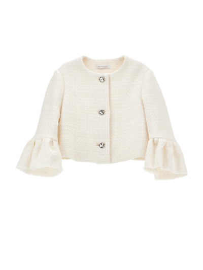 Monnalisa Kids'   Mélange Bouclé Jacket In Cream