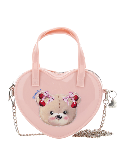 Monnalisa Kids'   Mini Love Bag With Teddy Bear In Rosa Fairy Tale