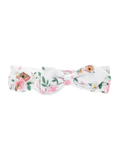 Monnalisa Kids'   Hairband With Bow In White + Multicolor