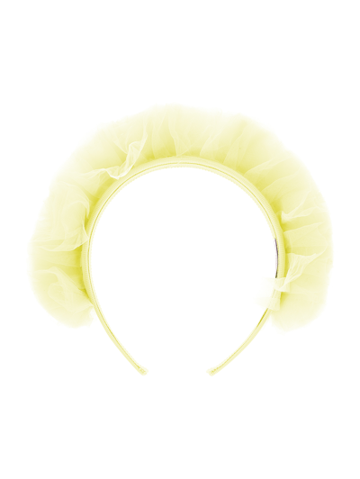 Monnalisa Kids'   Tulle Ruffle Headband In Light Yellow